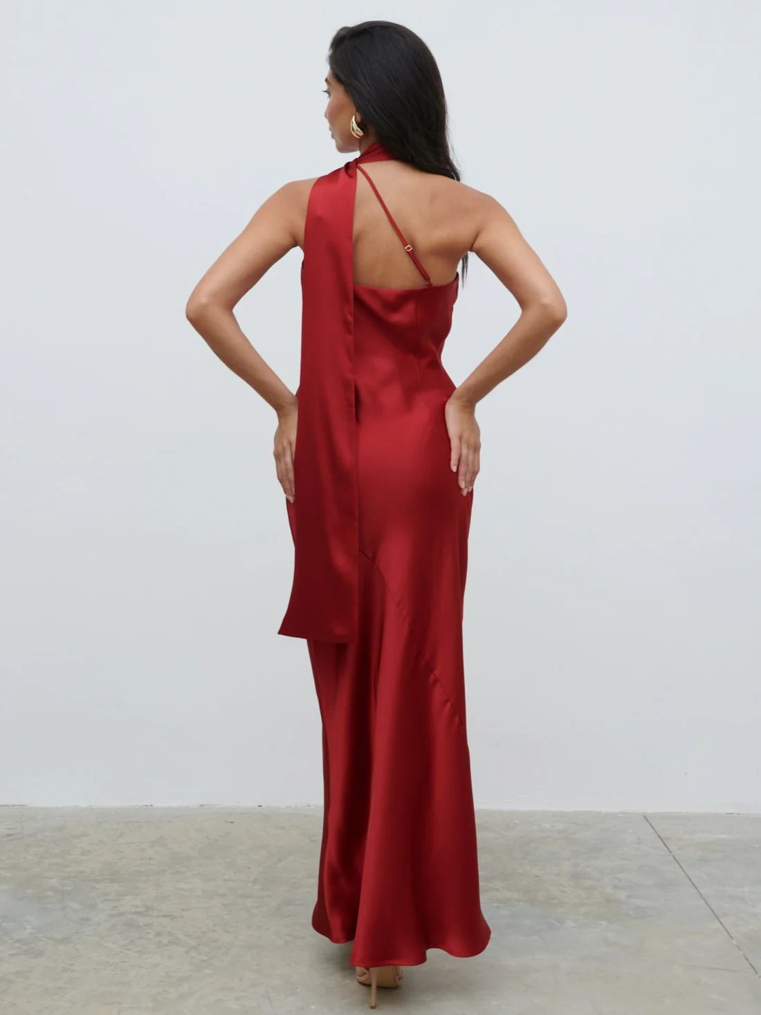 Sheree One Shoulder Sash Maxi Dress - Red | Pretty Lavish (UK)