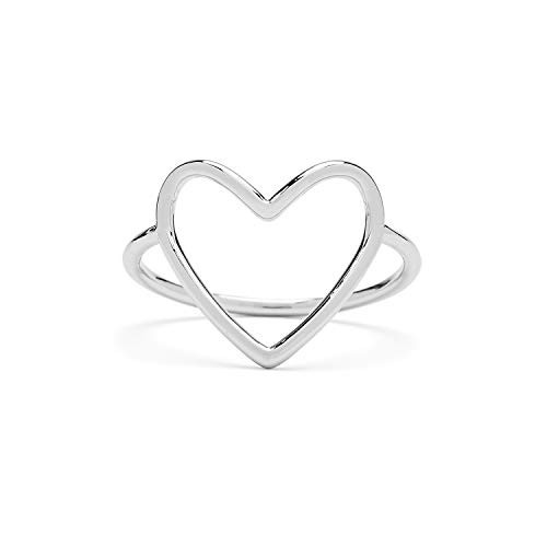 Pura Vida Silver-Plated Statement Big Heart Stackable Ring - Brass Band, Stylish Design - Size 8 | Amazon (US)