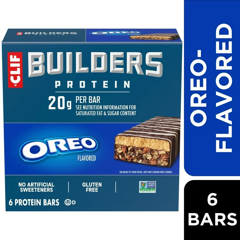 CLIF BUILDERS Protein Bars OREO-Flavored, Plant Protein, Gluten Free Bar, 6ct | Walmart (US)