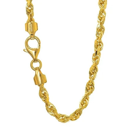 JewelStop 14k Solid Yellow Gold 2.6mm Diamond-cut Rope Chain 30 | Walmart (US)