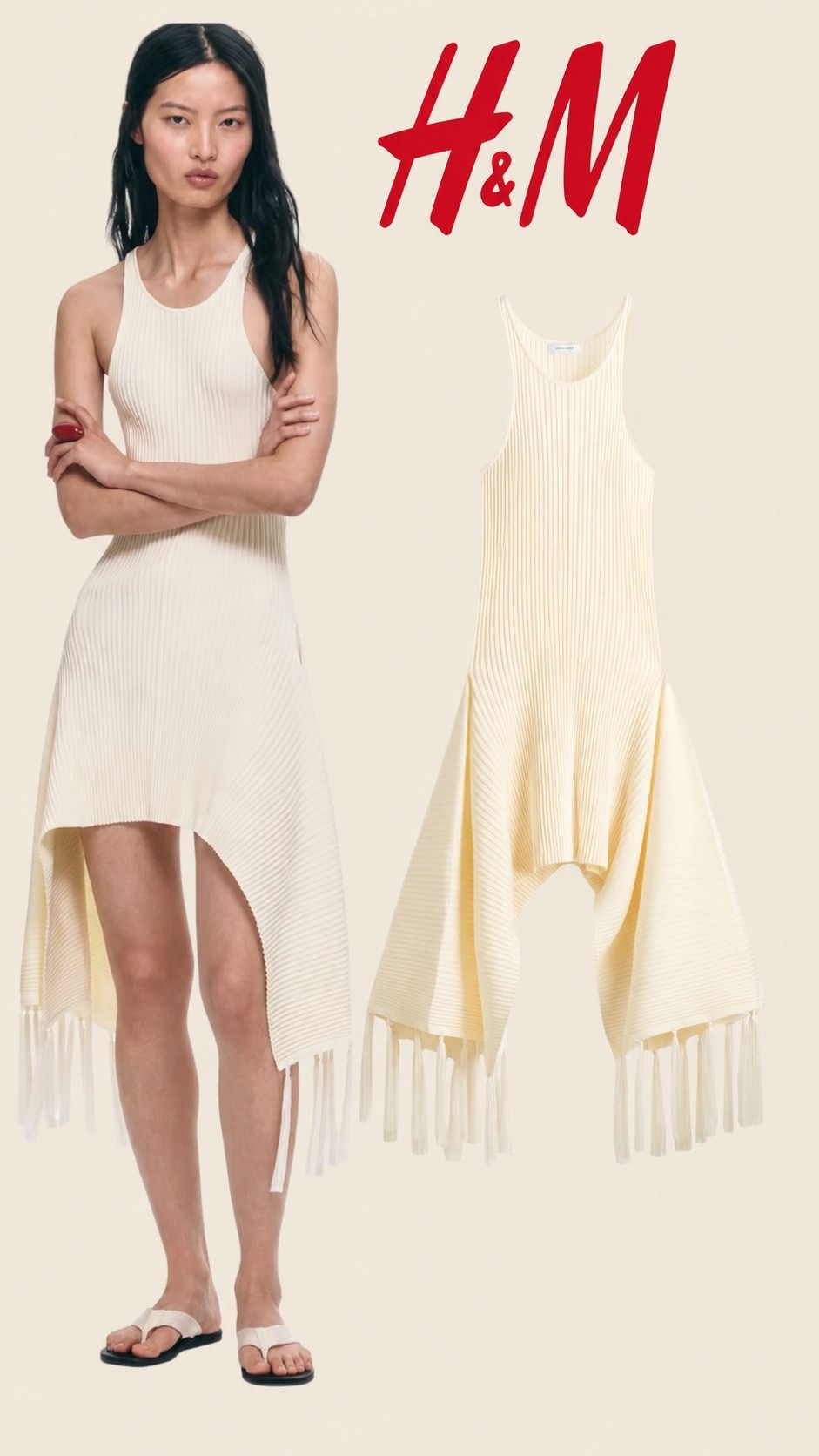 ✨ Effortlessly chic and uniquely designed. This ribbed H&M dress features a modern asymmetrical hem with statement fringe details, creating the perfect blend of elegance and edge. A versatile piece that transitions seamlessly from daytime outings to vacation evenings. 🤍

#LTKootd #LTKSeasonal #LTKSaleAlert
