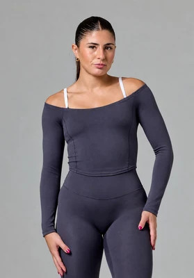 Reluna™ Off Shoulder Top Charcoal M / Charcoal | Paragon Fitwear