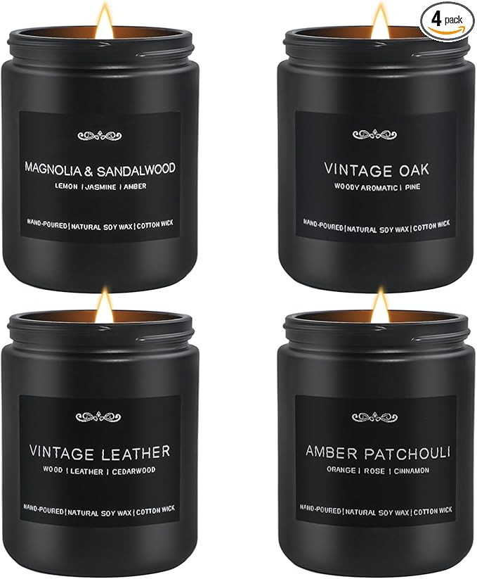 Scented Candles Gifts, Gift for Men, 4 Pack Candles Set, Soy Candle for Home Scented, Birthday Gi... | Amazon (US)