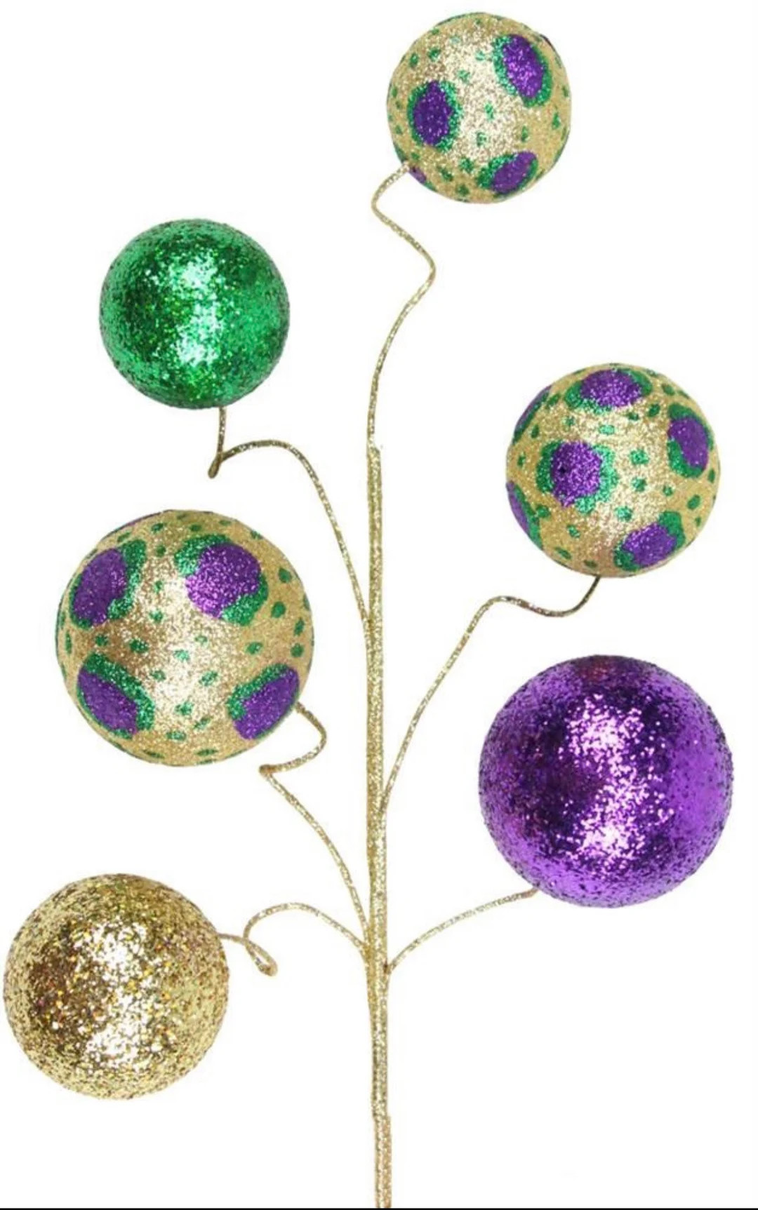 Mardi Gras Leopart Print Glitter Ball Pick 20" Inches, Mardi Gras Floral Accents for Wreaths, Wre... | Etsy (US)