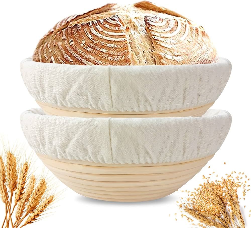 Bread Banneton Proofing Baskets 9 Inch: Round Sourdough Proofing Basket for Artisan Bread Making ... | Amazon (US)