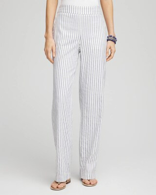 Women's Striped Relaxed Linen Pants in White | Chico's | Chico's