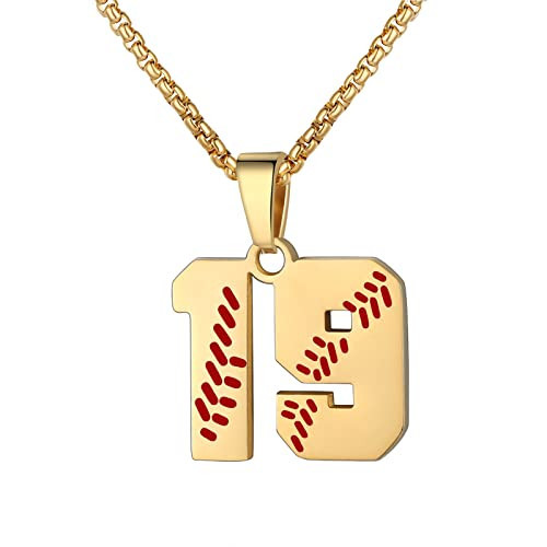 AAI.doc Baseball Number Necklace for Men - Stainless Steel Gold Plated Athletes Jersey Gift(00-99) | Amazon (US)