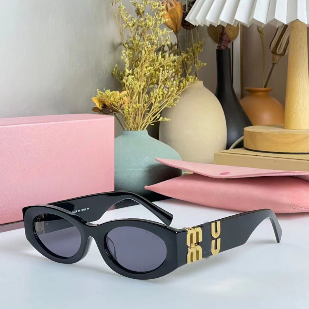 Miu Sunglasses Oval Frame Miu Sunglasses Designer Womens Radiation Resistant Personality Mens Ret... | DHGate