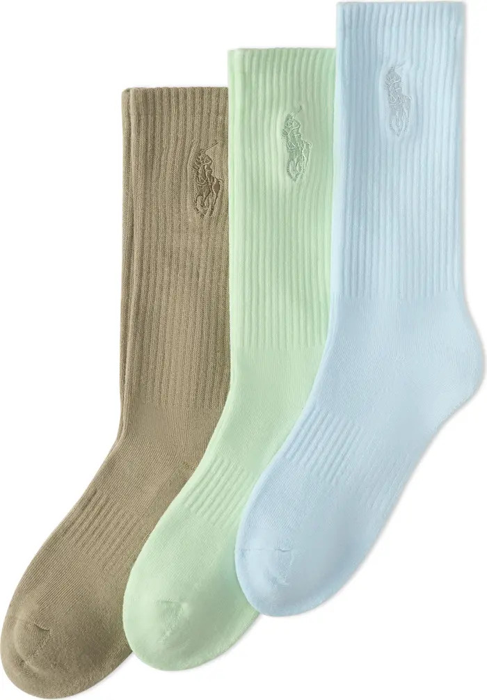 Assorted 3-Pack Washed Cotton Blend Crew Socks | Nordstrom