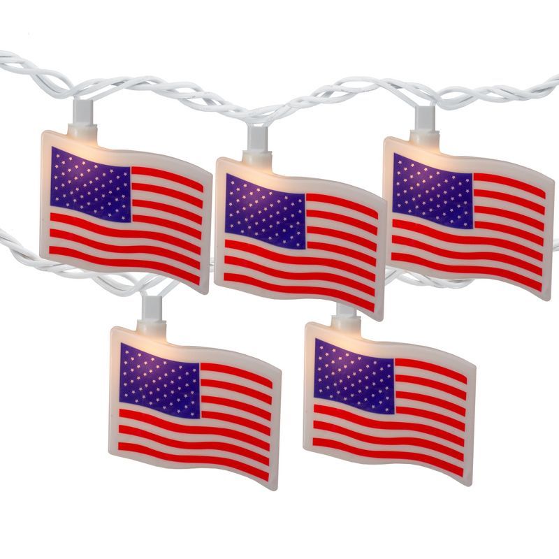 Northlight 10-Count Red and Blue Patriotic American Flag 4th of July Lights, 7.5ft White Wire | Target