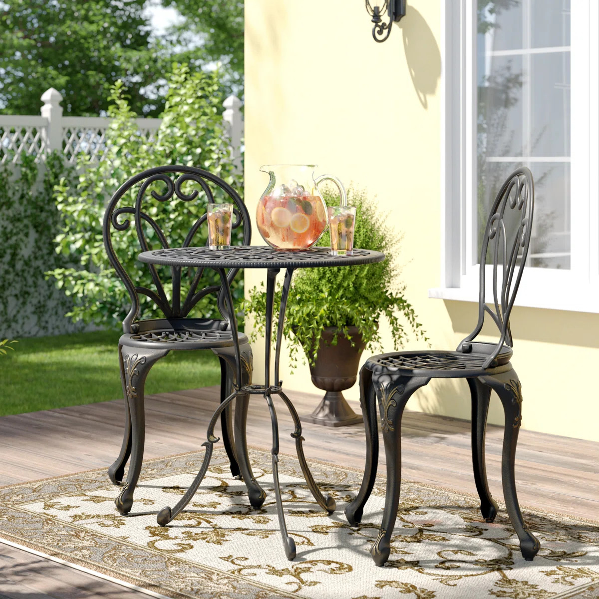 Tenafly 2 - Person Metal Patio Dining Set with Round Table | Wayfair North America