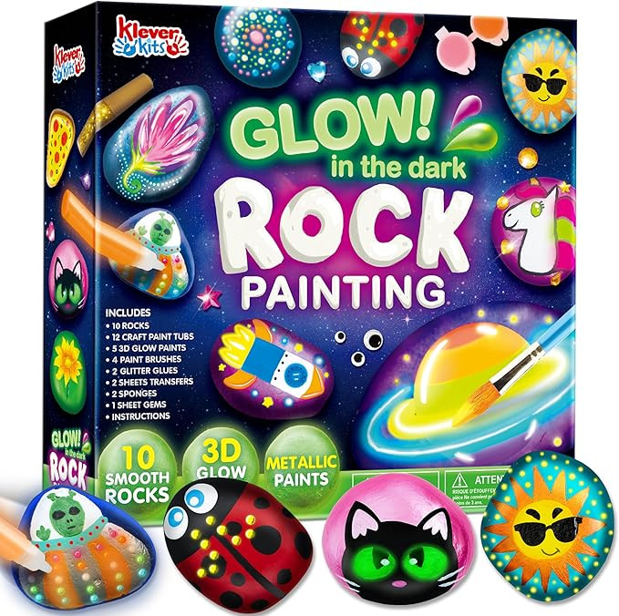 JOYIN Rock Painting Kit- Glow in The Dark Rock Kit, Arts and Crafts for Kids Ages 6-12, Art Suppl... | Amazon (US)