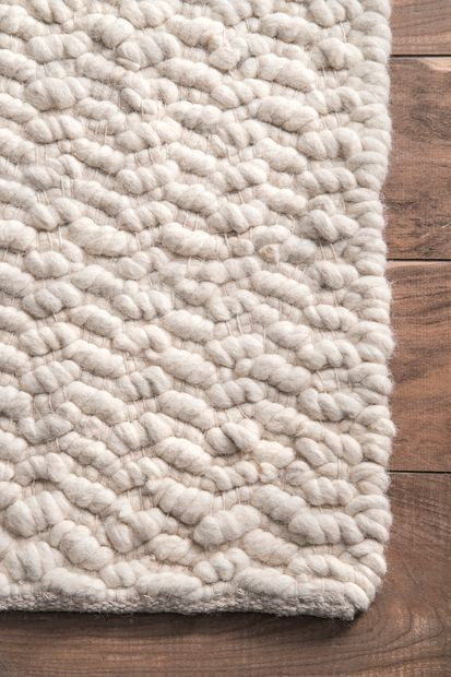 Ivory Sutton Solid Chevron Area Rug | Rugs USA