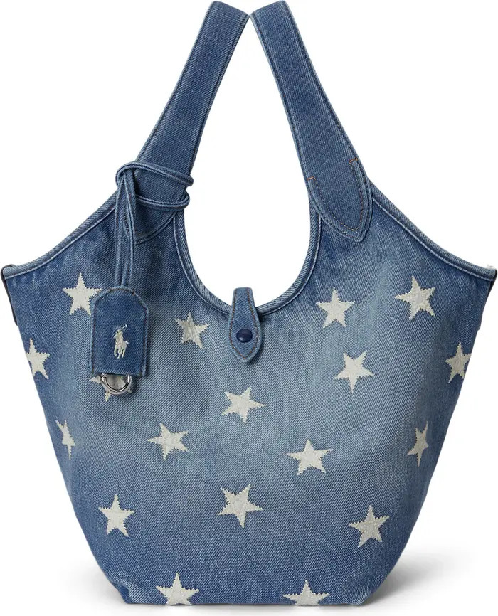 Medium Star Print Denim Tote | Nordstrom
