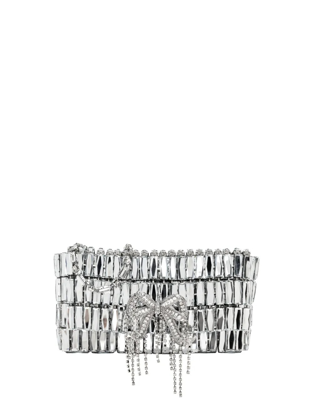 Self-Portrait Mini bow-embellishment Clutch Bag | Silver | FARFETCH | Farfetch Global