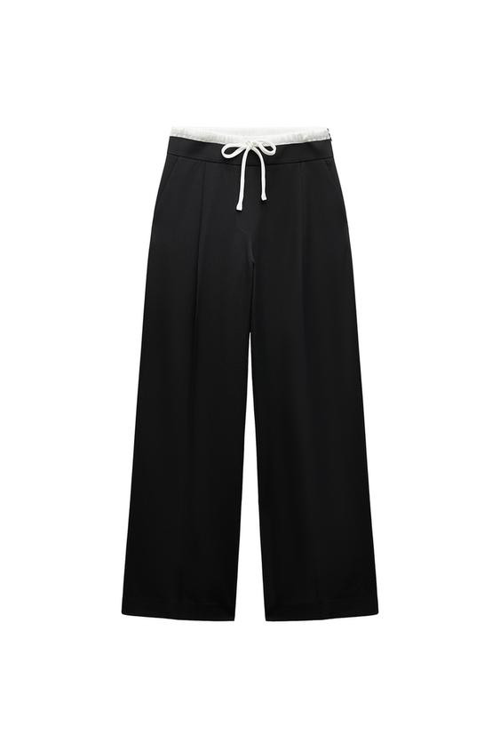 DOUBLE WAISTBAND WIDE-LEG TROUSERS | Zara US