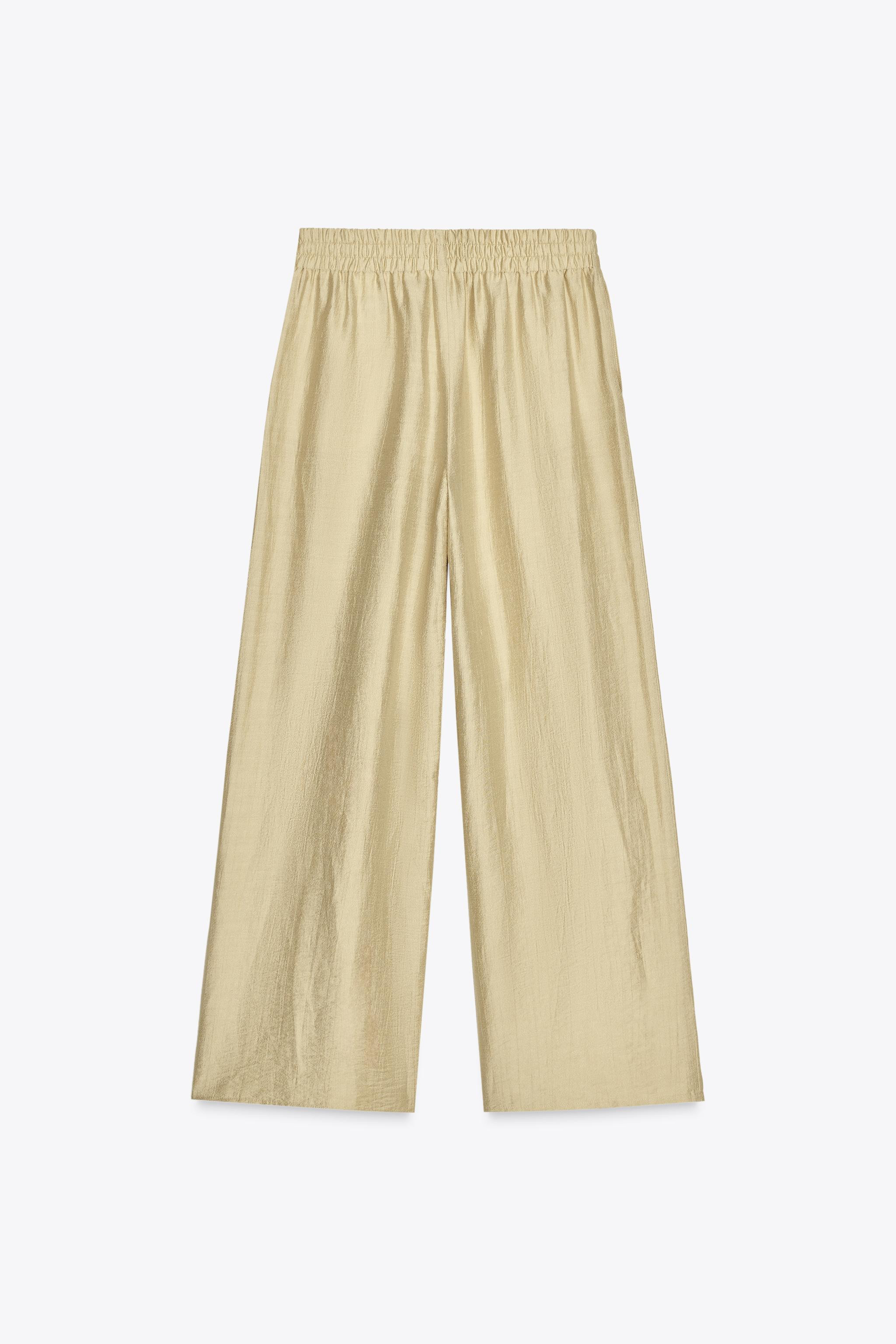 ELASTIC WAIST WIDE LEG PANTS | Zara US