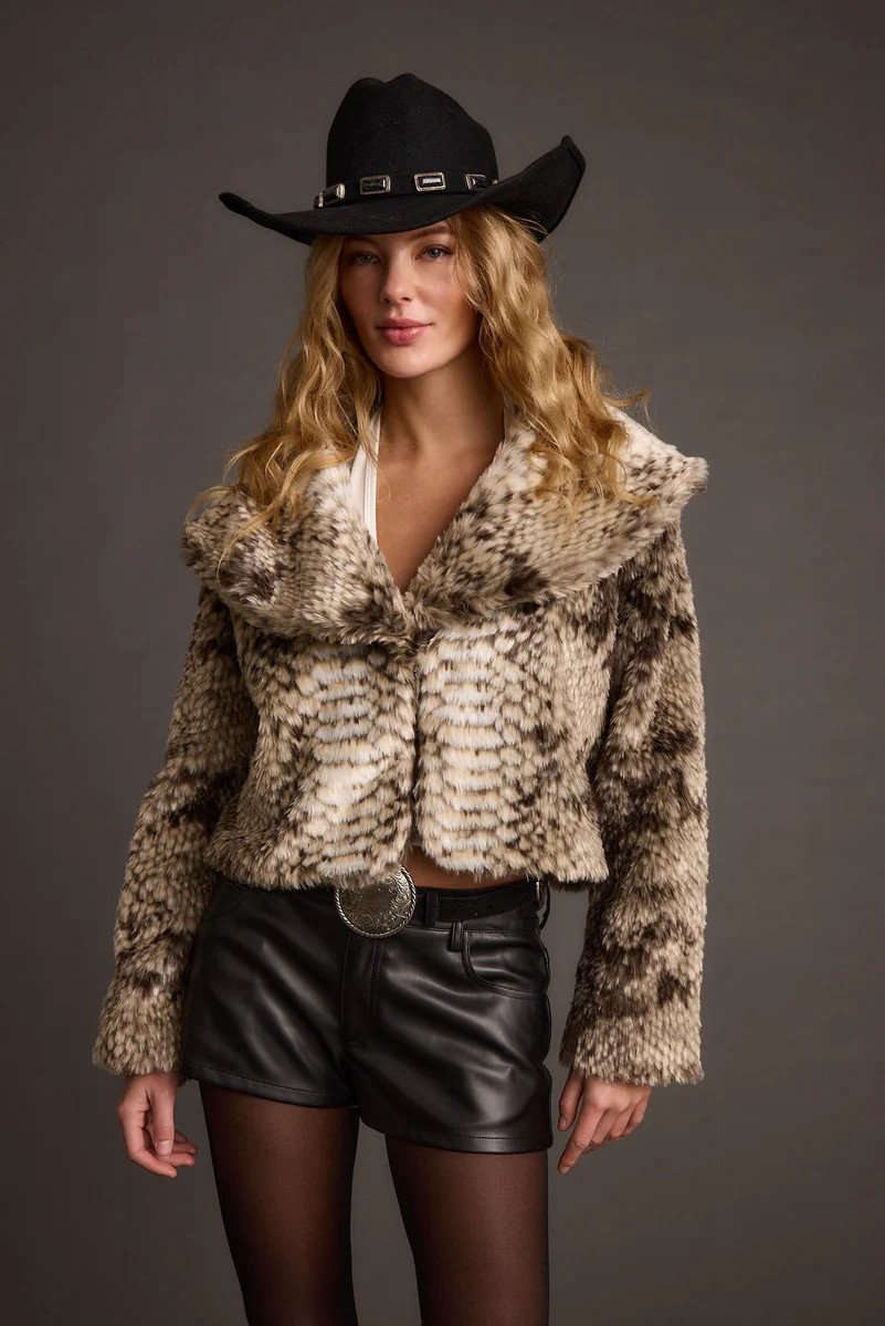 Wild Heart Snake Print Faux Fur Jacket | 12th Tribe