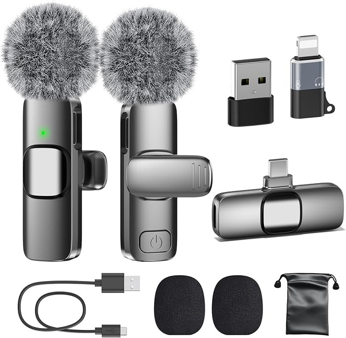 PoP voice USB C Mini Microphone for iPhone 16/15/14/Android, Wireless Lavalier Microphone with No... | Amazon (US)