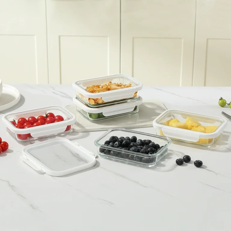 Better Homes & Gardens 2.3Cup Rectangle Glass Food Storage Container with Tritan Lid. Set of 5, 1... | Walmart (US)