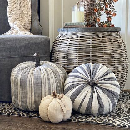 Oversized Striped Pumpkins- Large and Medium | Interior Delights