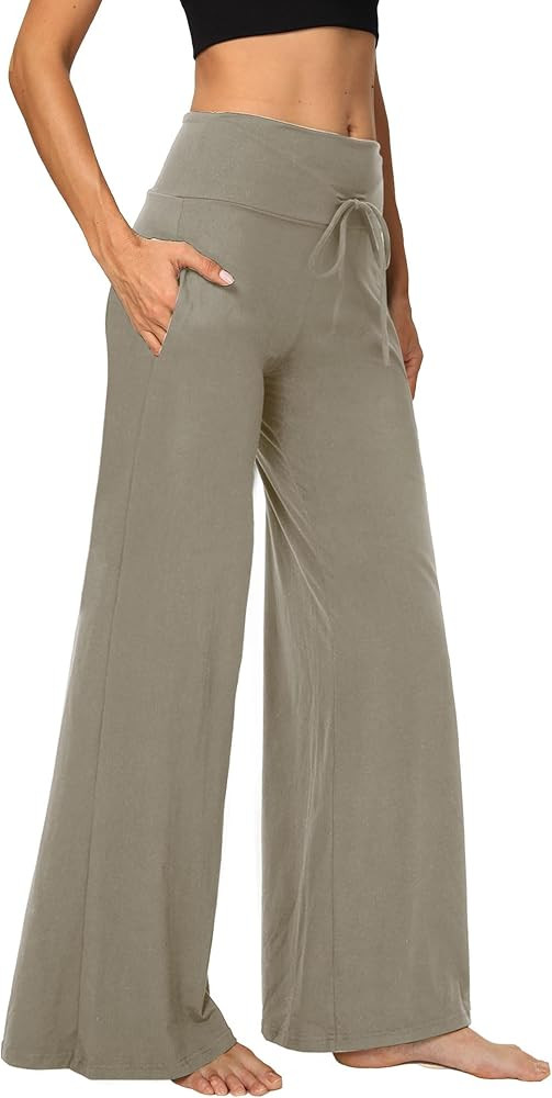 Showitty 1/3 Pack Women's Wide Leg Pants with Pockets, Casual Loose Pajama Palazzo Trousers Sweat... | Amazon (US)