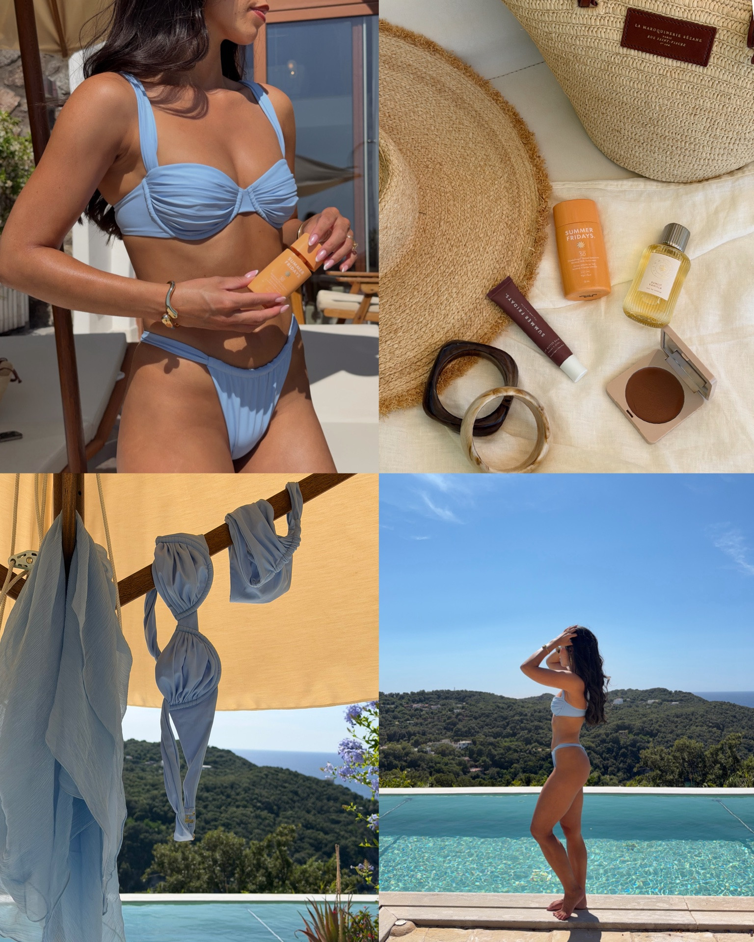All the blues 🌊 bikini is from Sylk Swim, sarong from away that day and bag from Sezane 

Linked similar bikinis