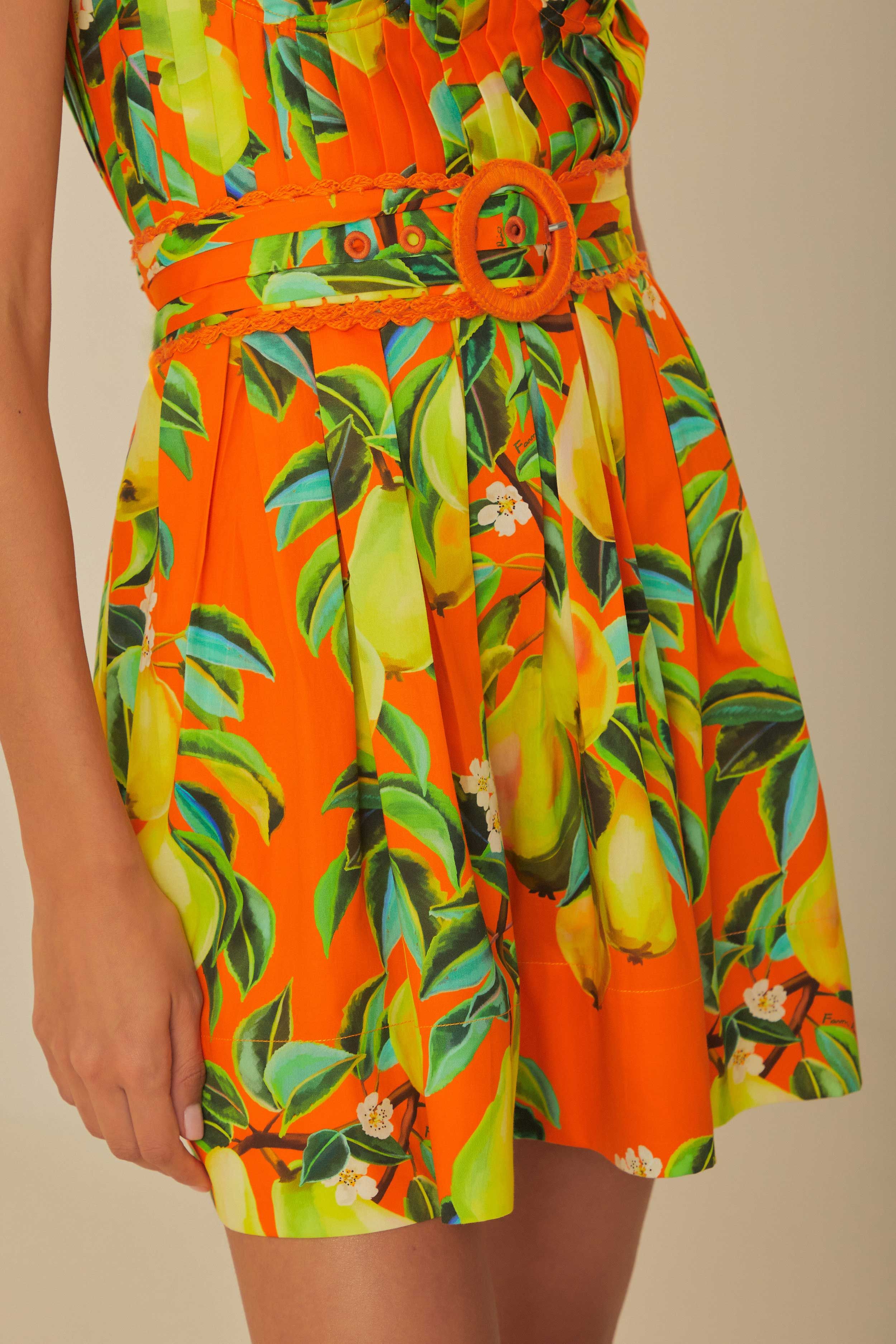 Orange Chic Pears Organic Cotton Mini Dress | FarmRio
