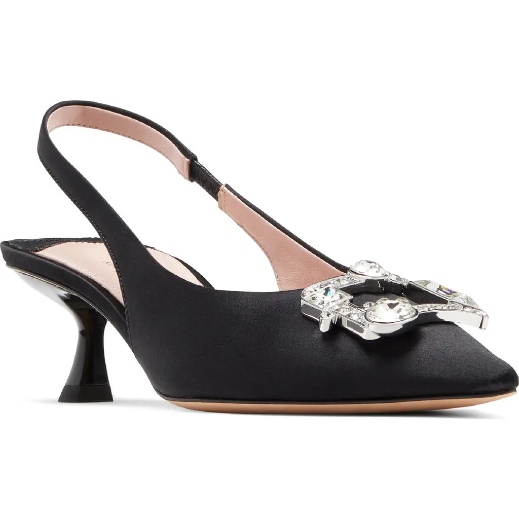 Kate Spade New York renata slingback pointed toe kitten heel pump in Black at Nordstrom, Size 8.5 | Nordstrom