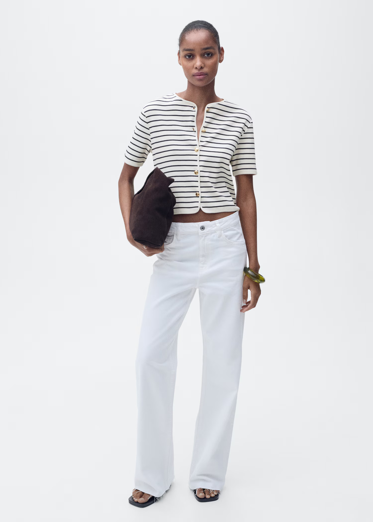 Short-sleeved striped cardigan - Women | MANGO USA | Mango (US/MX/AU)