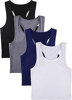 Boao 4 Pieces Basic Crop Tank Tops Sleeveless Racerback Crop Sport Top for Women | Amazon (US)