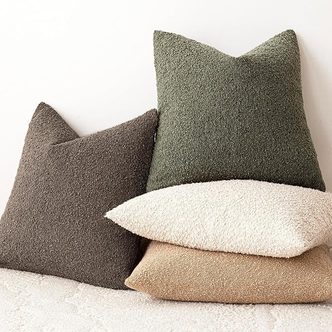 Foindtower Pack of 2 Textured Boucle Throw Pillow Covers Accent Solid Pillow Cases Cozy Soft Deco... | Amazon (US)