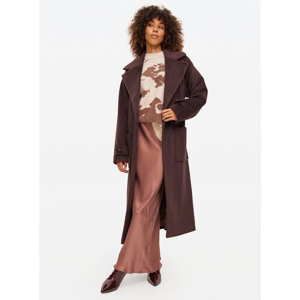 Brown Relaxed Wrap Coat 18 | Tu Clothing