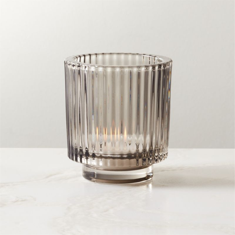 Ezra Smoke Glass Tealight Candle Holder + Reviews | CB2 | CB2