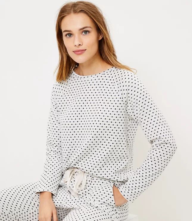 Dotted Cozy Pajama Top | LOFT | LOFT