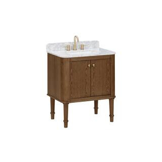Home Decorators Collection Collette 30 in. Single Sink Cinnamon Oak Bath Vanity with White Carrar... | The Home Depot