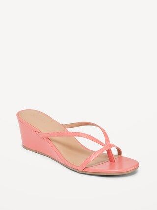 Faux-Leather Wedge Thong Sandals for Women | Old Navy (US)