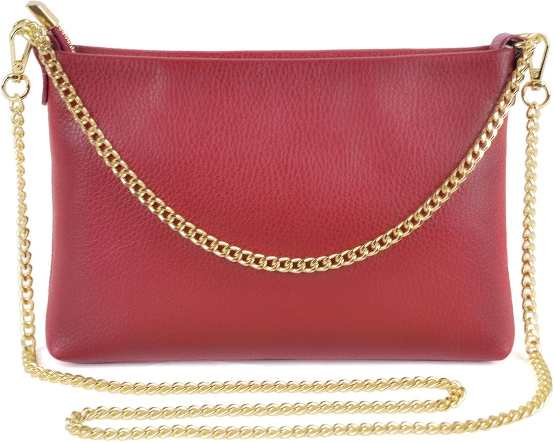Dasein Italian Genuine Leather Handbag for Women Clutch Evening Bag Gold Chain Strap Shoulder Bag... | Amazon (US)
