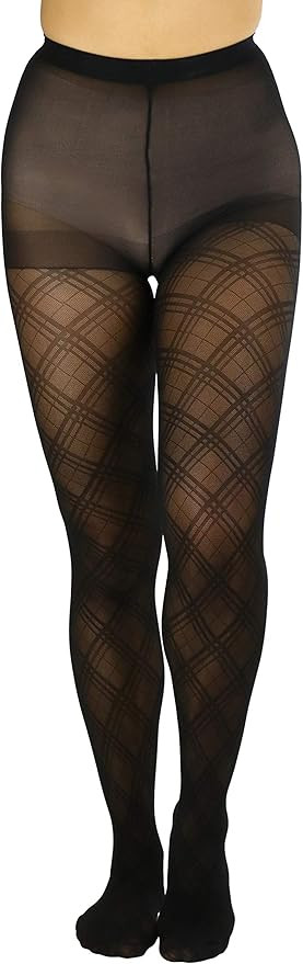 ToBeInStyle Women's Argyle Checkered Diamond Rhombus Net Opaque Sheer Tights Pantyhose | Amazon (US)