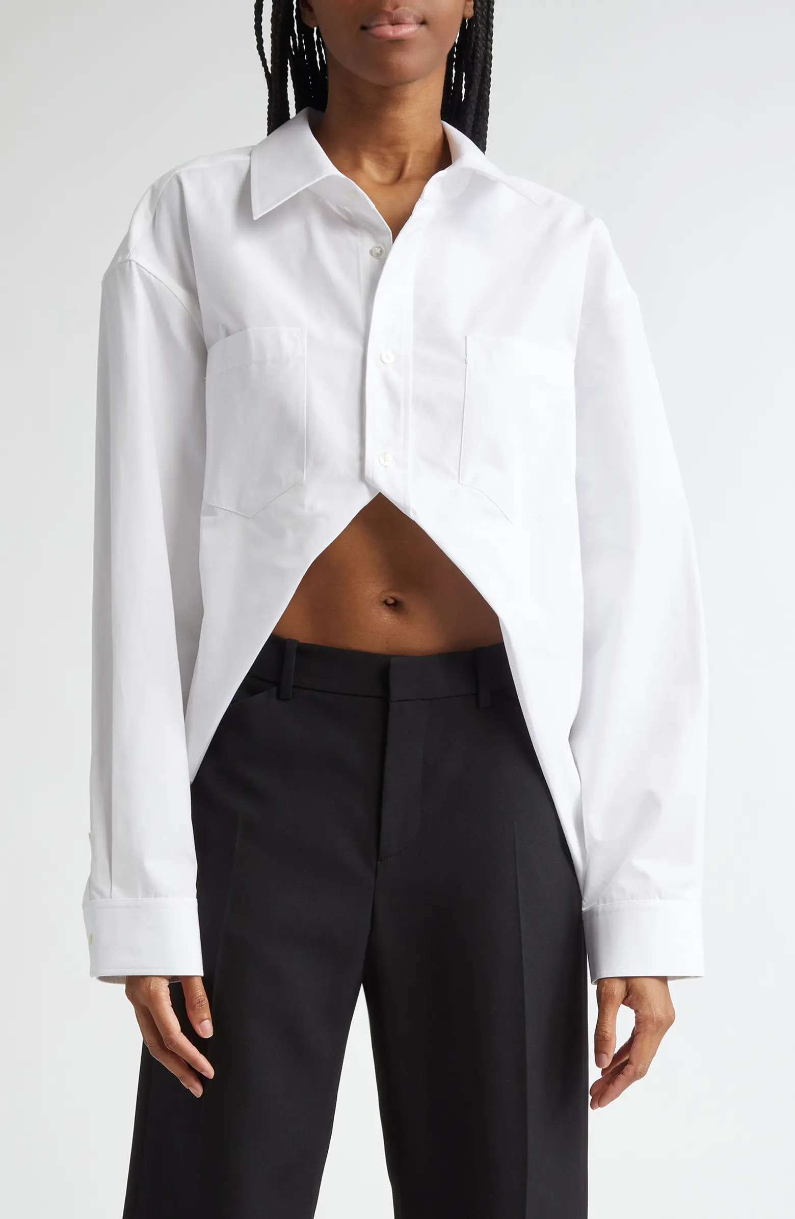 Alexander Wang Split Front Oversize Cotton Poplin Button-Up Shirt | Nordstrom | Nordstrom