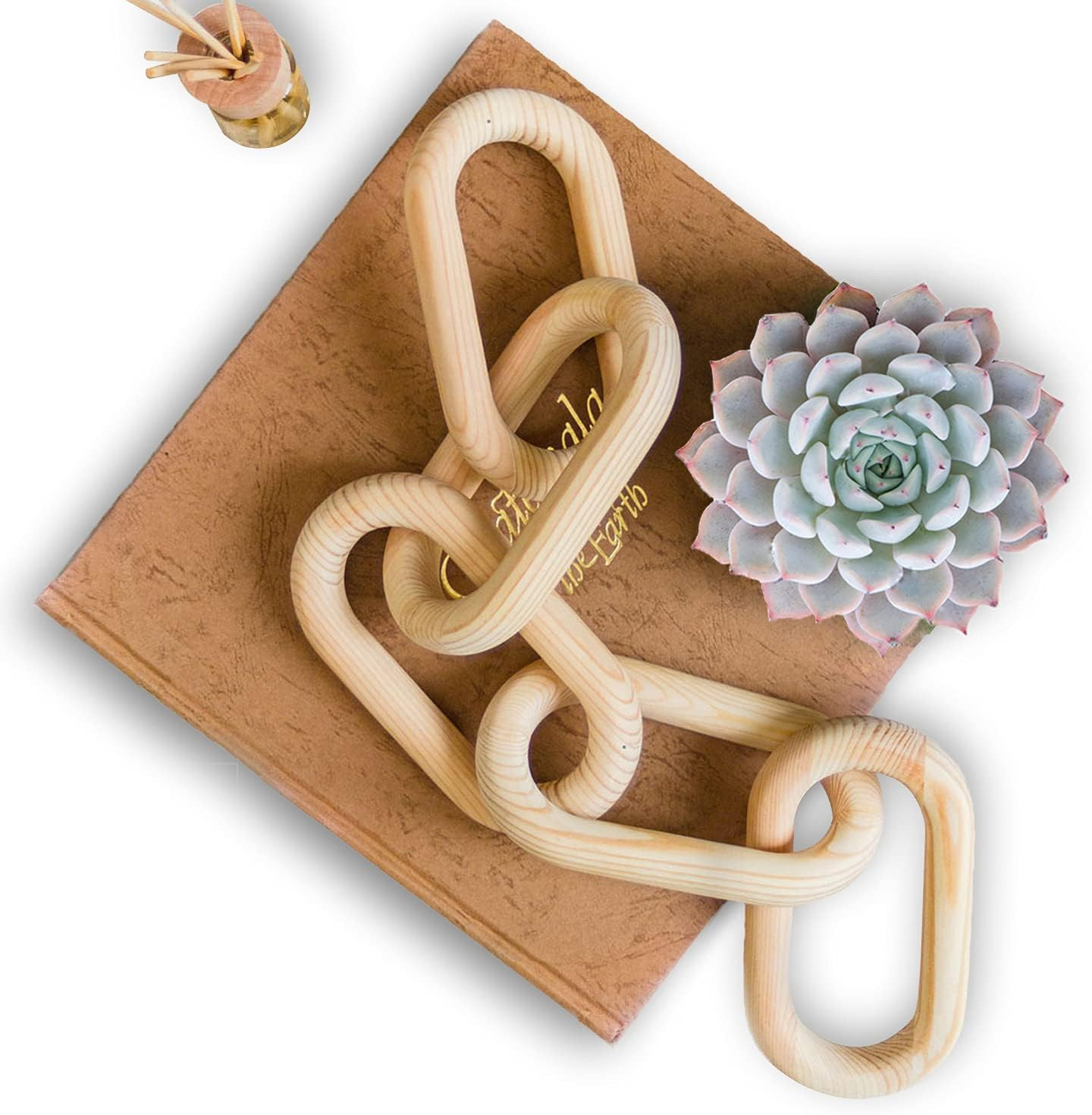 Decorative Wood Chain Link Decorations for Home Boho Hand Carved Modern Farmhouse Aesthetic Wooden R | Amazon (US)