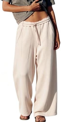 Hooever Women's High Rise Wide Leg Cotton Drawstring Pants | Elastic waistband all-day comfort, s... | Amazon (US)