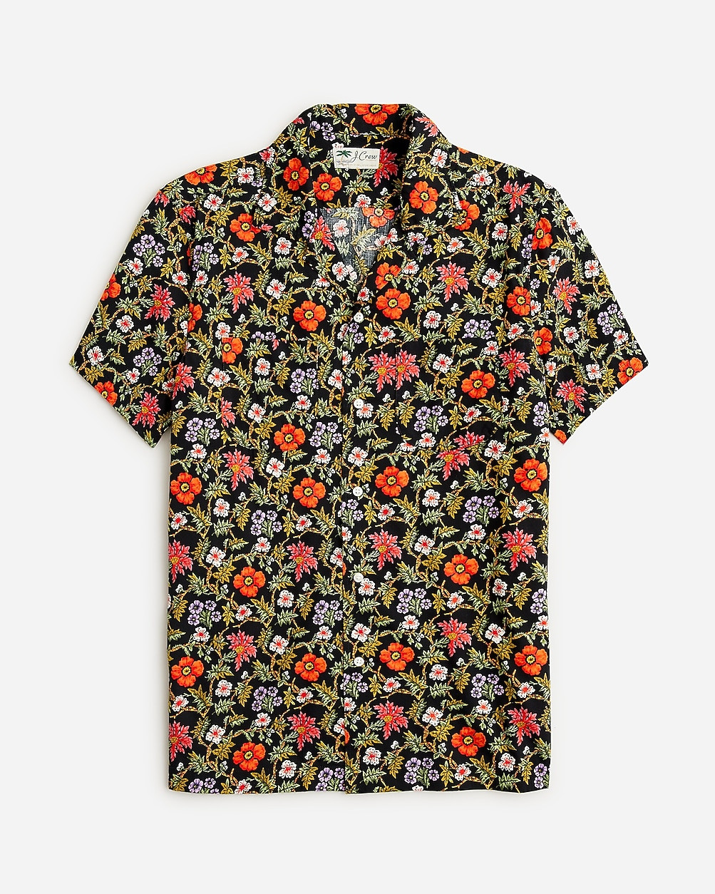 Cotton-viscose camp-collar shirt in print | J. Crew US