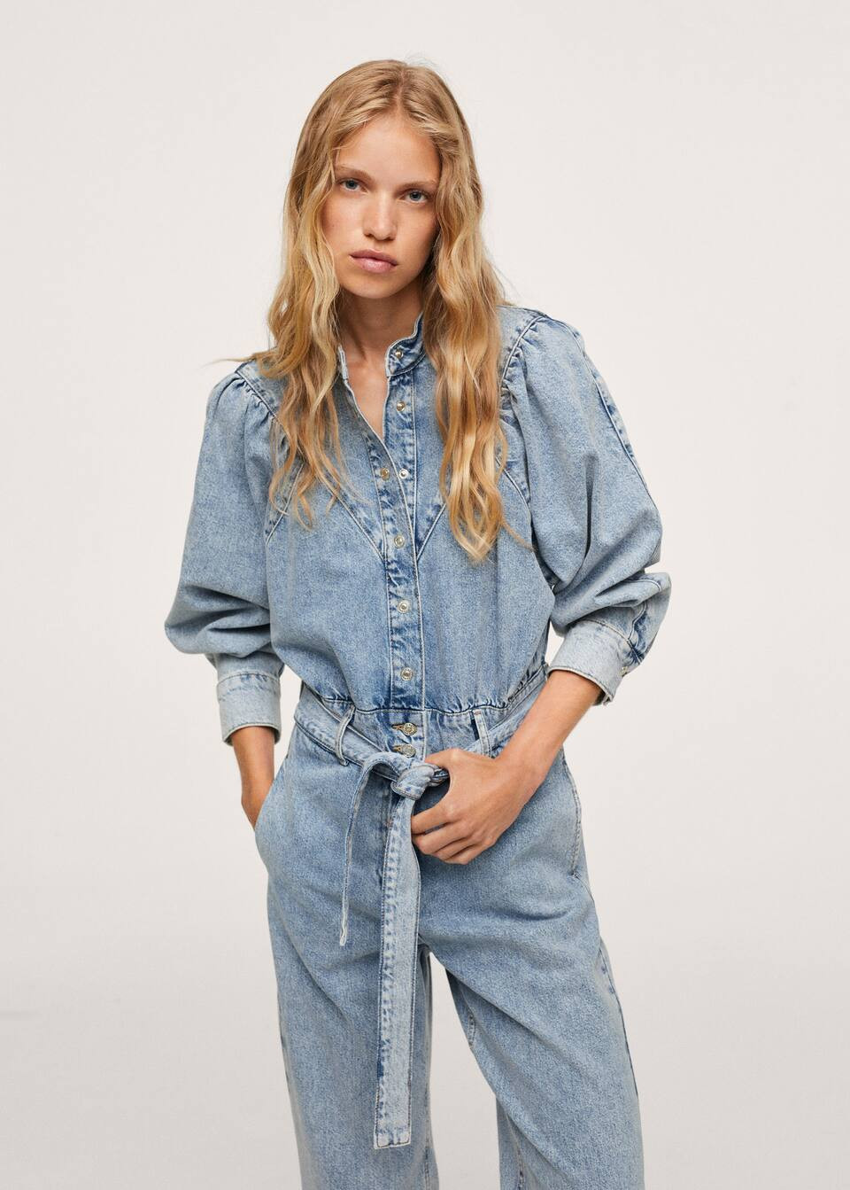 Belt denim jumpsuit | MANGO (US)