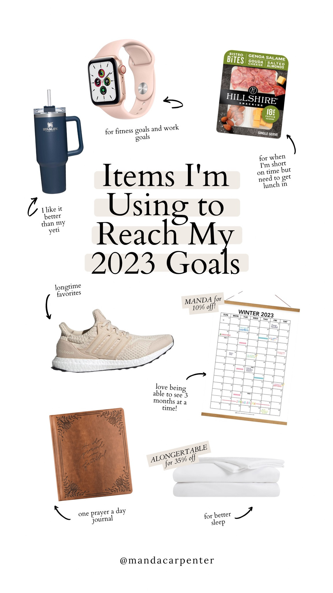 Things I’m prioritizing in 2023: eating lunch everyday, being in bed by 10pm, working in batches, staying home. 😌 

Bamboo Sheet Set from Cozy Earth: https://cozyearth.com/products/bamboo-sheet-set?variant=40252110405812

The Essential Calendar: https://www.theessentialcalendar.com/collections/calendars-1/products/2019-premium-annual-calendar

One Thing I Ask Prayer Journal: https://hosannarevival.com/collections/one-thing-i-ask/products/one-thing-i-ask-5-year-prayer-journal-edinburgh-theme



#LTKSeasonal #LTKunder100 #LTKGiftGuide