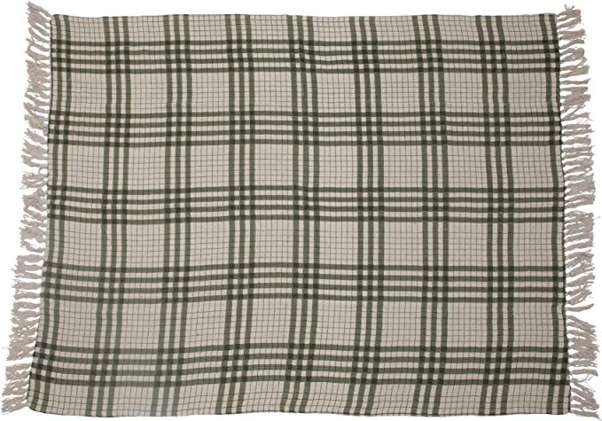 Amazon.com: Creative Co-Op Soft and Cozy Woven Recycled Cotton Blend Printed Plaid Decorative Bla... | Amazon (US)