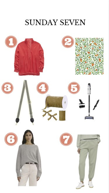 1. Aerie Getaway Quarter Snap Sweatshirt - Cozy and oversized with the cutest snap details—perfect for layering or lounging.  Mila loves this sweater because of its longer length. I wear a small. 

2. Lulu and Georgia Orange Crush Peel + Stick Wallpaper - Brighten up any space with this fun, peel-and-stick wallpaper. So easy to use! 🍊 I just put this up in my bathroom and I'm in love.

3. Clare V Adjustable Webbing Strap - Instantly upgrade your bag with this comfy, stylish strap. So chic! 

4. Chuangdi Velvet Ribbon (Vintage Khaki) -Add a luxe touch to gifts or crafts with this soft velvet ribbon. 🎀

 5. Shark IZ562H Cordless Pro Vacuum - Lightweight, cordless, and strong enough for everything from pet hair to crumbs.

 6. Everlane The Boxy Crew in Cashmere - Soft and boxy in the best way. Perfect for dressing up or staying cozy. 🩶

 7. Gap Vintage Soft High Rise Boyfriend Joggers - So soft, so comfy. The perfect joggers for lounging or casual days out. These sweats are amazing because they come in tall - another one of Mila's favs. I wear a small in the regular length, but Mila loves the tall length.  

 #LTKCyberWeek #LTKGiftGuide #LTKHoliday