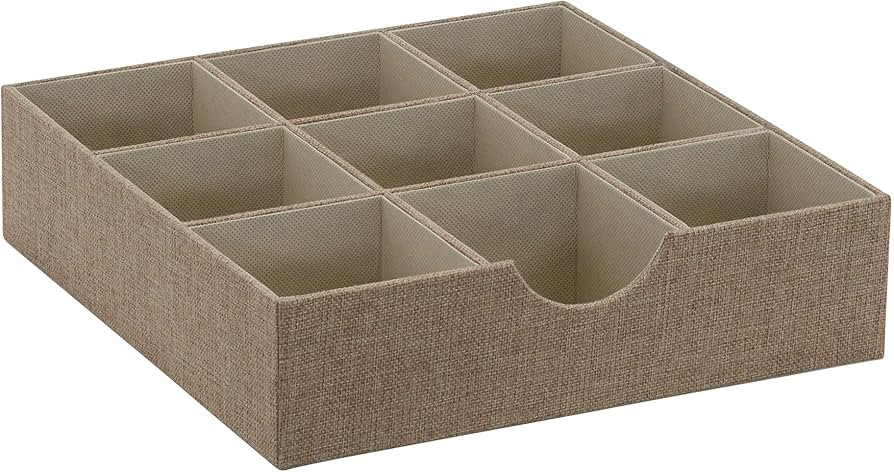 Household Essentials Brown 723-1 Deep 9 Section Drawer Organizer Box for Storage | 12 in x 12 in ... | Amazon (US)