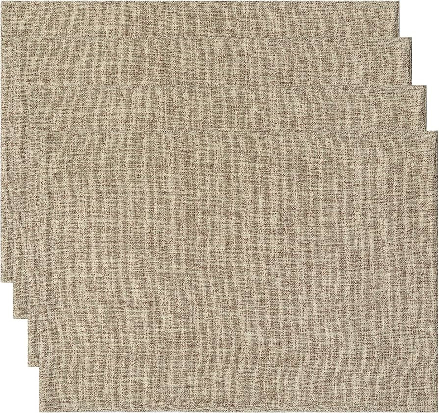 ZeeMart Burlap Style Placemats Set of 4, Beige Farmhouse Table Placemats, Double Layers Thick Clo... | Amazon (US)