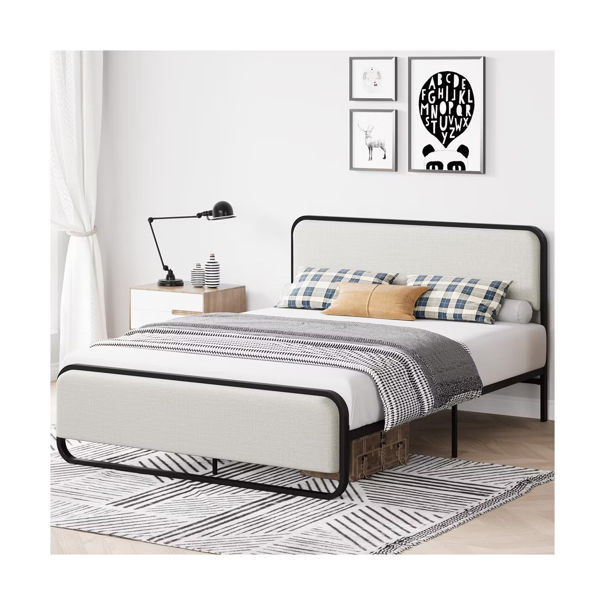Whizmax Queen/Full Size Bed Frame, Metal Platform Bed with Curved Upholstered Headboard and Footb... | Target